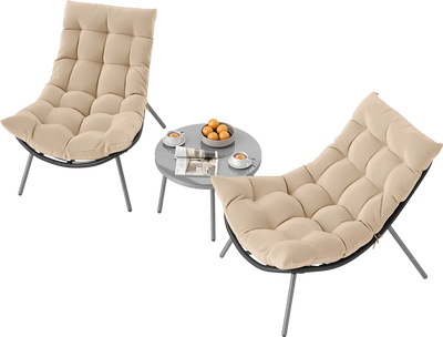 Costway 3-Pc PE Rattan Patio Conversation Set Cushioned Papasan Chairs 428167359 New