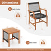 Acacia wood patio furniture set featuring two armchairs and a side table, perfect for outdoor relaxation.
