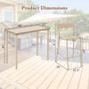 Dimensions of the 3 Pieces Patio Bar Table Set with height table and 2 armless chairs for outdoor use.