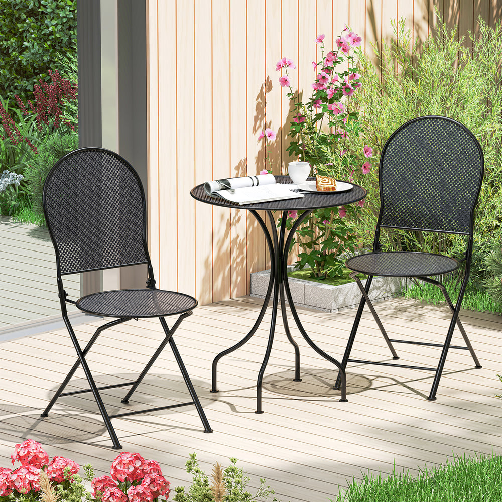 3 Pieces Patio Bistro Set Outdoor Conversation Furniture Table and Folding Chair - Gallery View 1 of 10