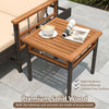 Acacia wood side table with a smooth surface, designed for the 3 pieces patio chaise lounge set, ideal for outdoor use.