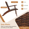 Cozy armchair with breathable PE rattan and sturdy eucalyptus wood, perfect for outdoor relaxation on patios or gardens.