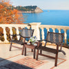 Two outdoor wooden patio rattan chairs with a coffee table, perfect for relaxing on the balcony or by the poolside.