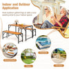 3-piece patio dining set featuring an acacia wood table and 2 benches, perfect for outdoor gatherings and dining.