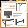 Close-up of the sturdy metal frame and acacia wood table of the 3 Pieces Patio Dining Set, designed for outdoor use.