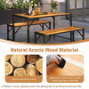 3-piece patio dining set featuring a sturdy acacia wood table and 2 benches, ideal for outdoor dining and gatherings.