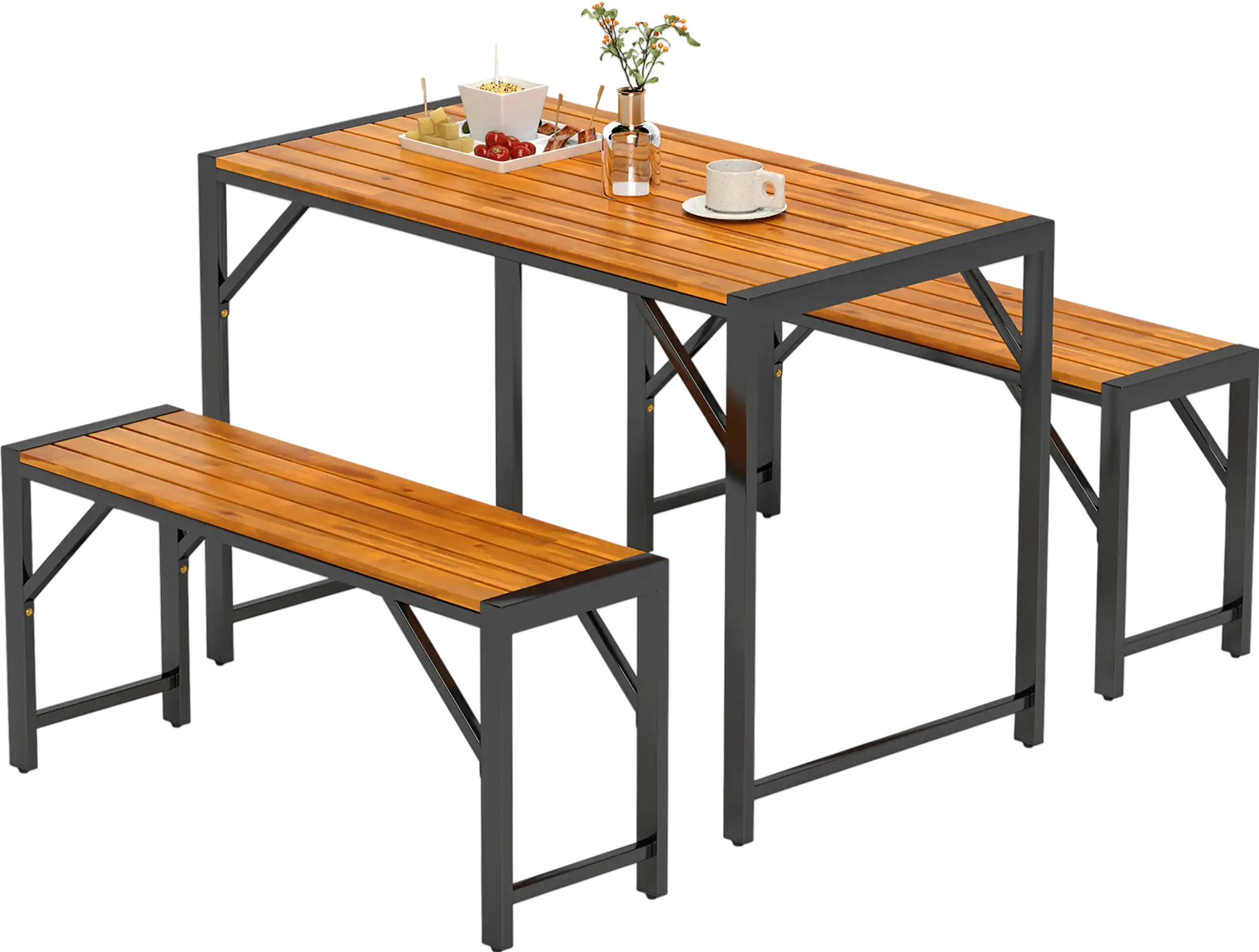 Costway 3-Pc Patio Dining Set Picnic Table 2 Benches for 4 53267184 New