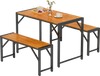 3 Pieces Patio Dining Set with Picnic Table and 2 Benches for 4 People