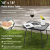 Folding patio table with marble-powdered PVC tabletop, ideal for outdoor dining and relaxation with two chairs.