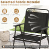 Black patio folding chair showcasing breathable, quick-drying fabric, ideal for outdoor relaxation and convenience.