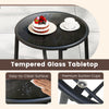 Round tempered glass tabletop with easy-to-clean surface and premium suction cups, ideal for patio or backyard use.