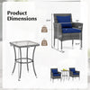 Cushioned patio chair and tempered glass coffee table from a 3-piece set, designed for outdoor durability and comfort.