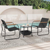 Black 3-piece outdoor bistro conversation set featuring two chairs and a coffee table, perfect for patio relaxation.