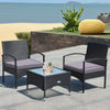 3 Pieces Patio Wicker Rattan Furniture Set with Cushion for Lawn Backyard-Gray - Gallery View 1 of 10
