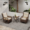 3 Pieces Patio Furniture Set PE Wicker Swivel Glider Chairs with 2-Tier Side Table and Cushions-Brown - Gallery View 1 of 10