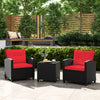3 Pieces Patio Furniture Set with Tempered Glass Coffee Table-Red - Gallery View 1 of 10