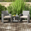 3 Pieces Patio Furniture Set with Tempered Glass Coffee Table and Soft Seat Cushions-White - Gallery View 1 of 10