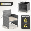 Patio chair with soft seat cushion and PE rattan design, ideal for outdoor use alongside a tempered glass coffee table.