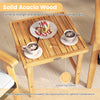 Square coffee table made of solid acacia wood with a splinter-free surface, ideal for outdoor patio use.