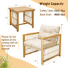 Single chair from the 3 Pieces Patio PE Wicker Set with beige cushion and acacia wood frame, perfect for outdoor.
