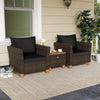 3 Pieces Patio PE Wicker Furniture Set with Cushions and Acacia Wood Storage Coffee Table-Black - Gallery View 1 of 11