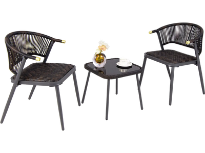 Costway 3-Piece Patio Rattan Furniture Set Brown Black 57689214 New