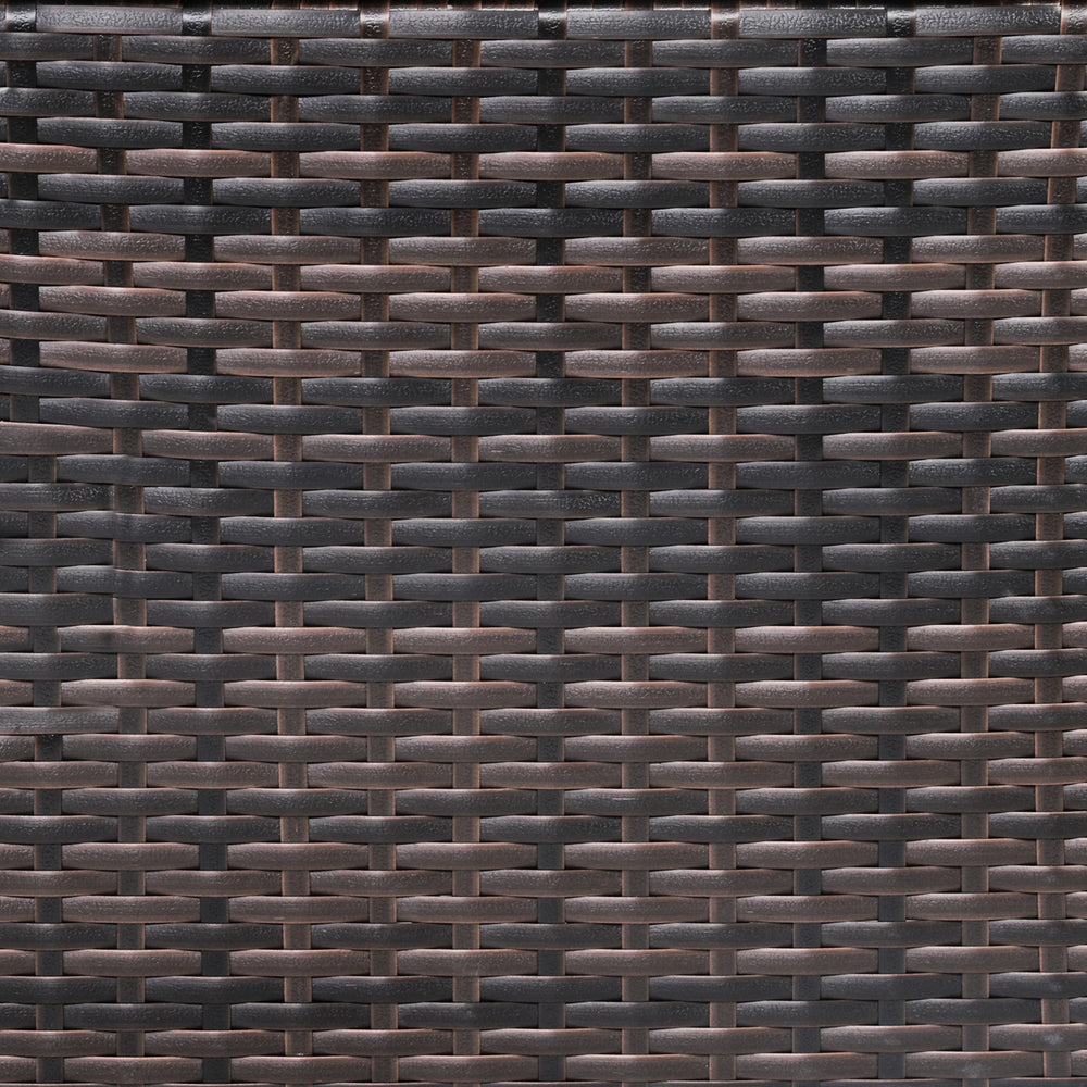 Close-up of hand-woven brown PE rattan texture, ideal for outdoor use in the 3 Pieces Rattan Rocking Bistro Set.