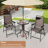 3-piece patio set featuring a round table with rippled tempered glass and two folding chairs, ideal for outdoor.