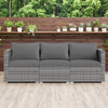3 Pieces Patio Sectional Sofa Set PE Rattan Modular Couch Furniture Set with Soft Cushions-Gray - Gallery View 1 of 10