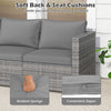 Soft back and seat cushions of the gray 3-piece patio sectional sofa set with convenient zippers for easy cleaning.