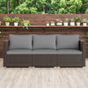 3 Pieces Patio Sectional Sofa Set with Soft Cushions-Gray - Gallery View 1 of 10