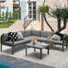 Gray 3-piece aluminum patio furniture set with adjustable backrest, ideal for outdoor relaxation by the pool.
