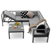 3-piece aluminum patio furniture set in gray with adjustable backrest, ideal for indoor and outdoor relaxation.