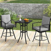 3 Pieces Patio Swivel Bar Set with Soft Cushions and Umbrella Hole-Gray - Gallery View 1 of 11
