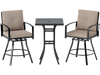 Swivel bar chair with soft cushions and sturdy metal frame, designed for comfort and support during outdoor gatherings.