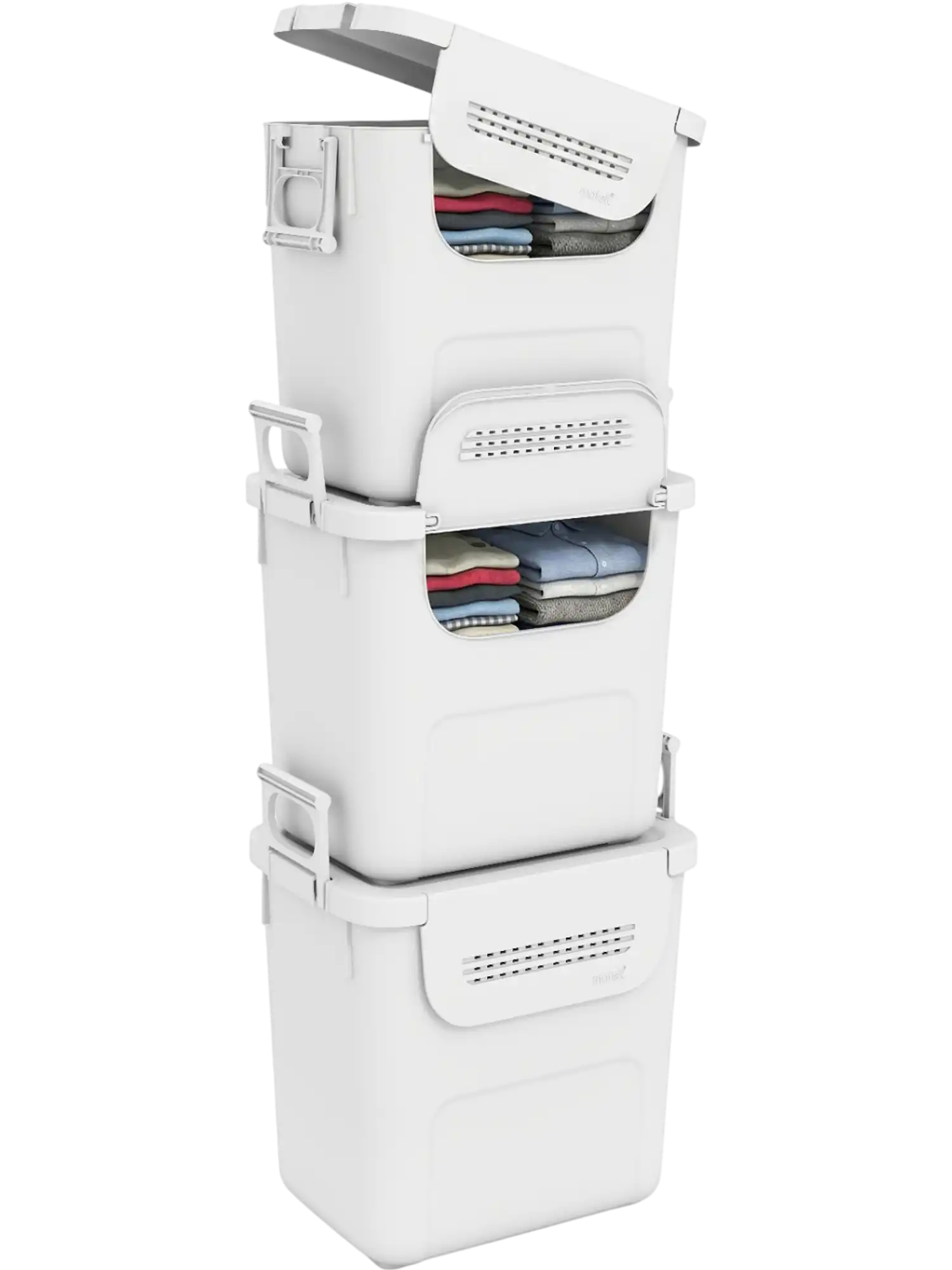 Costway 3-Pc Stackable Plastic Storage Bins Front Door Side Handles 96235185 New