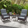 3 Pieces Rocking Bistro Set with 2-Tier Coffee Table-Gray - Gallery View 1 of 8