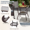Gray tempered glass coffee table with bottom storage shelf, ideal for drinks and snacks in outdoor settings.