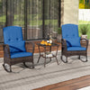 3 Pieces Rocking Bistro Set with 2-Tier Coffee Table-Navy - Gallery View 1 of 9