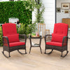 3 Pieces Rocking Bistro Set with 2-Tier Coffee Table-Red - Gallery View 1 of 8
