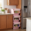 3 Pieces Storage Bins on Wheels Stackable Plastic Boxes with Stay-Open Lid (M)-Pink - Gallery View 1 of 10