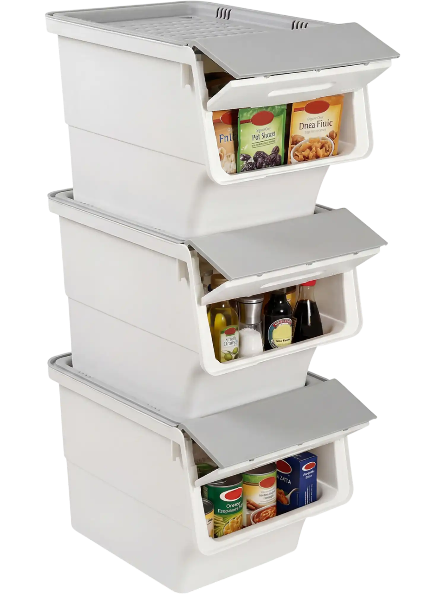 Costway 3-Piece Stackable Rolling Storage Bins w/ Stay-Open Lid 30886920 New