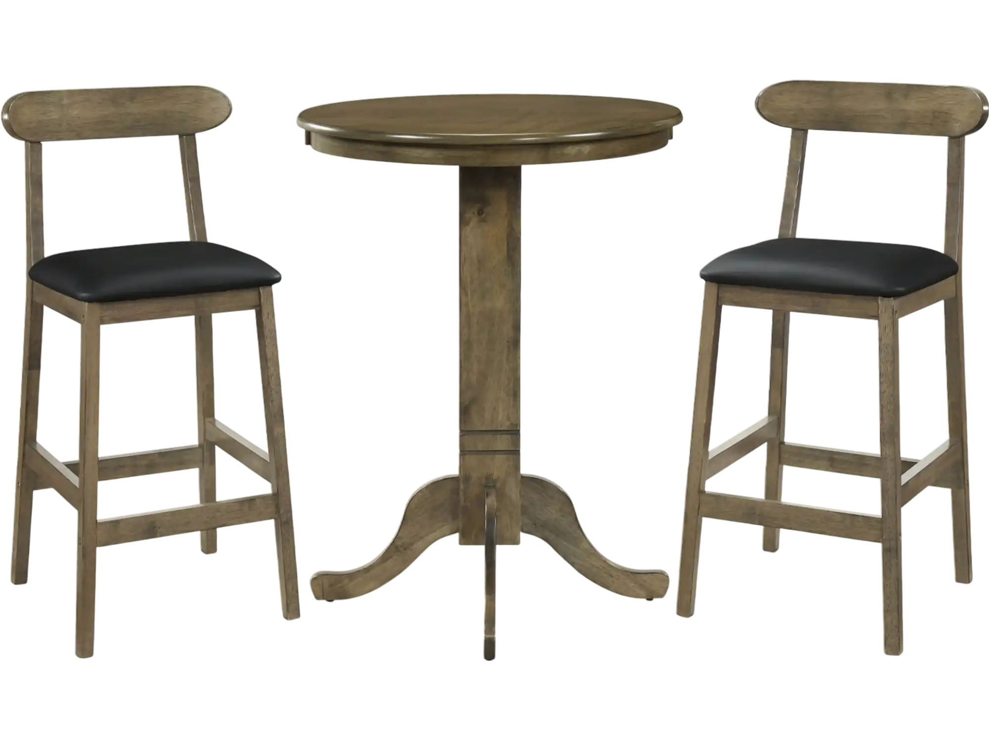 Costway 3-Piece Wood Bar Table Set Round Pub Table w/ 2 Stools 18497810 New
