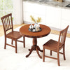 Wooden dining table and two chairs set with solid rubber wood legs, ideal for kitchen or cafe use.