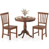 Three-piece wooden dining table and chair set with solid rubber wood legs, perfect for cafes and kitchens.