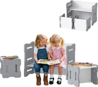 Costway 3-Piece Toddler Activity Table & 2 Stools Set 68941783 New