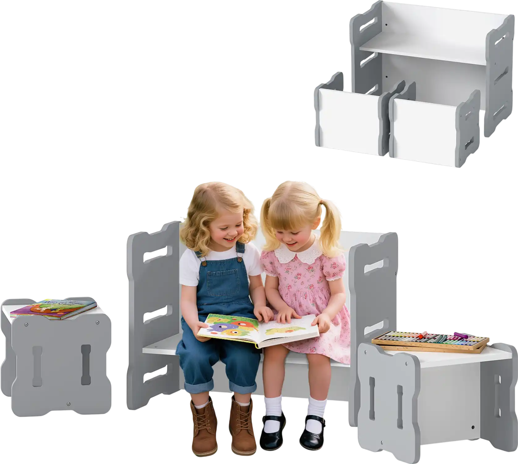 Costway 3-Piece Toddler Activity Table & 2 Stools Set 68941783 New