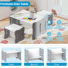 Gray 3-piece toddler set with activity table and 2 stools, ideal for playrooms and study spaces, featuring sturdy MDF.
