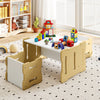 3-Piese Toddler Set with 2 Stools and Activity Table-Natural - Gallery View 1 of 10