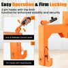 3-Point Quick Hitch in orange showing dual pin hooks and lever mechanism for secure attachment and 3000 lbs towing.